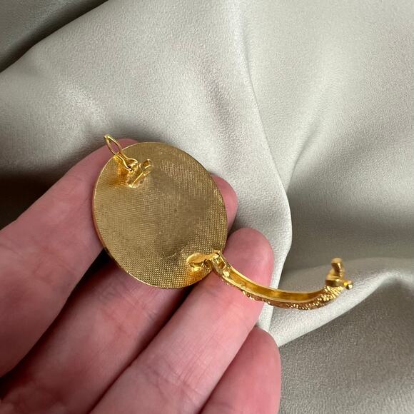 Vintage 60s Cloisonné Hibiscus Scarf Clip | Floral Enamel - Picture 5 of 6